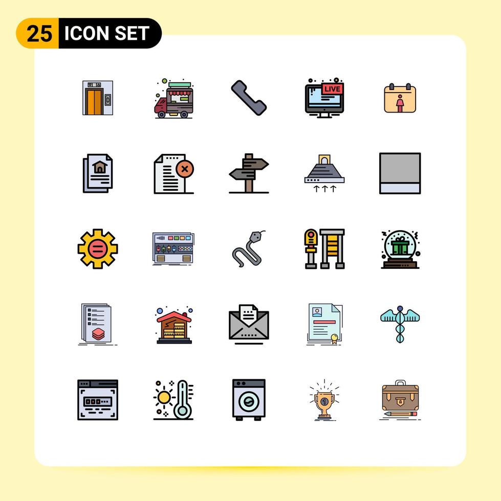 Aktienvektor-Icon-Pack mit 25 Zeilenzeichen und Symbolen für Dateikalender-Anrufnachrichten, die editierbare Vektordesign-Elemente senden vektor