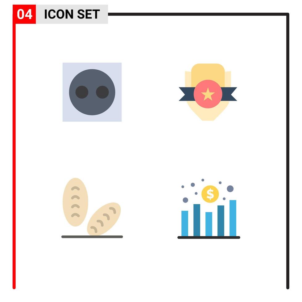 grupp av 4 platt ikoner tecken och symboler för enheter sport Utrustning klubb bröd redigerbar vektor design element