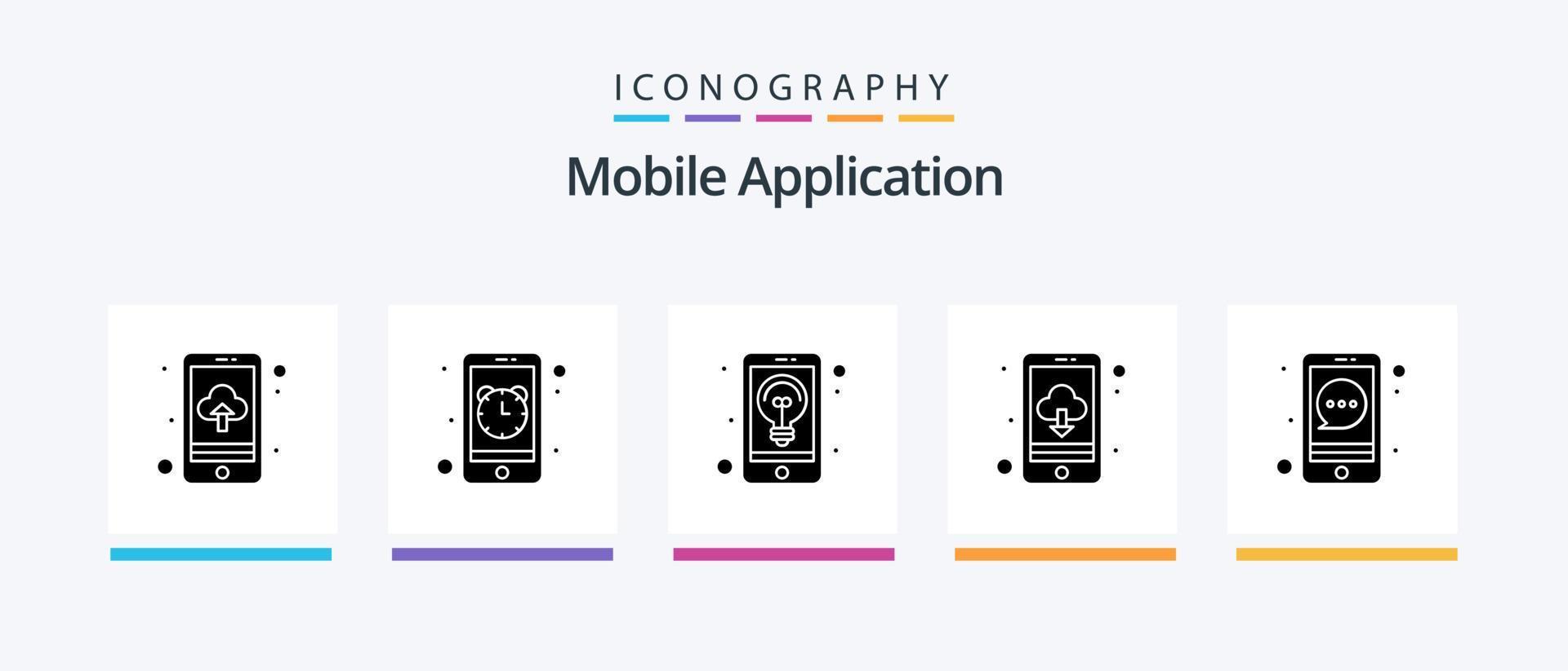 mobil Ansökan glyf 5 ikon packa Inklusive bubbla. Ansökan. moln datoranvändning. app. kreativ ikoner design vektor