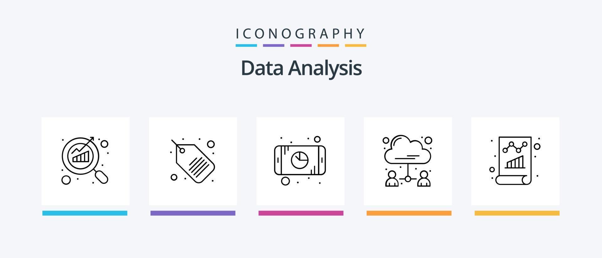 Datenanalyse Zeile 5 Icon Pack inklusive Verwaltung. Krapfen. seo. Diagramm. Datensicherheit. kreatives Symboldesign vektor