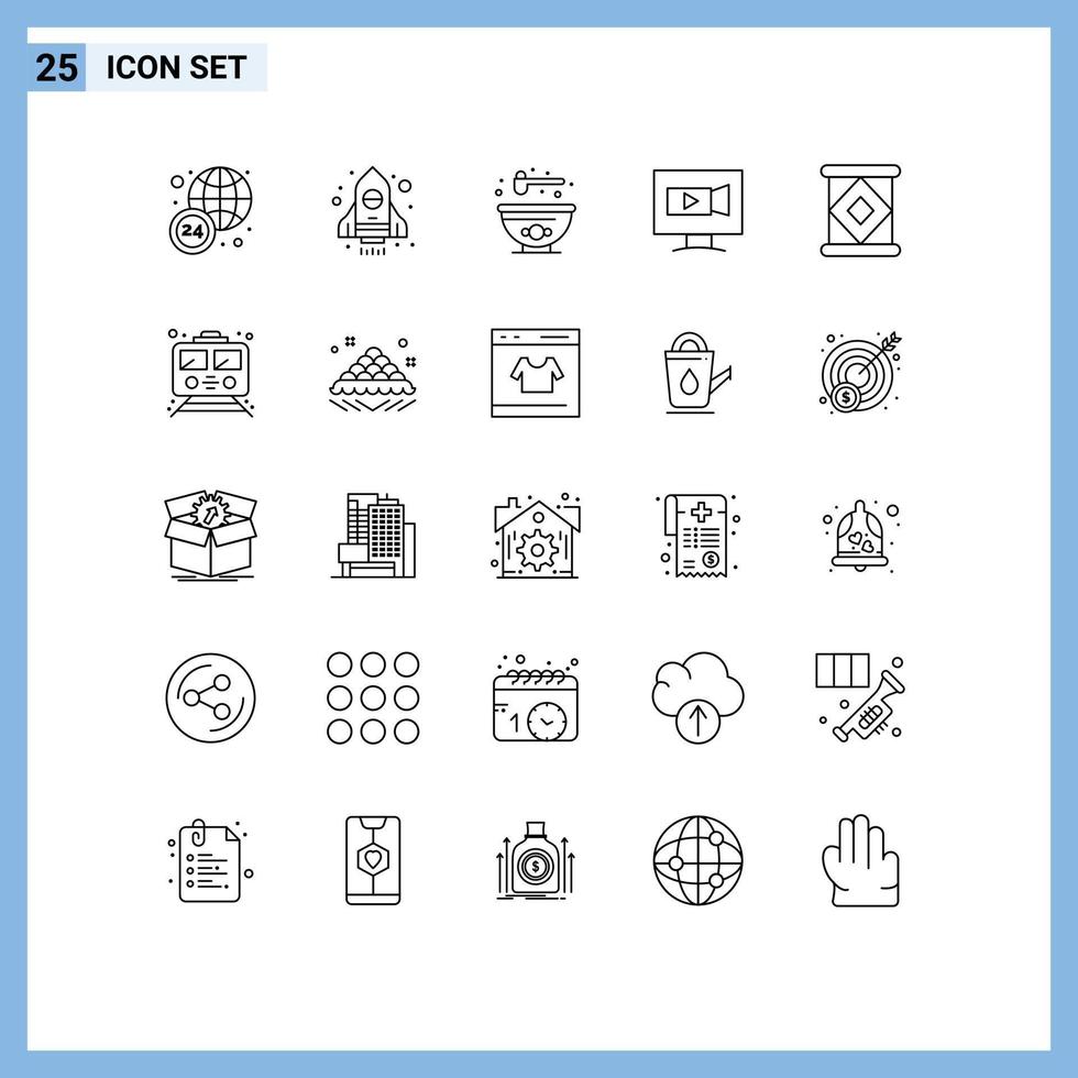 modern uppsättning av 25 rader och symboler sådan som offentlig mjölk mat komprimerad kamera redigerbar vektor design element