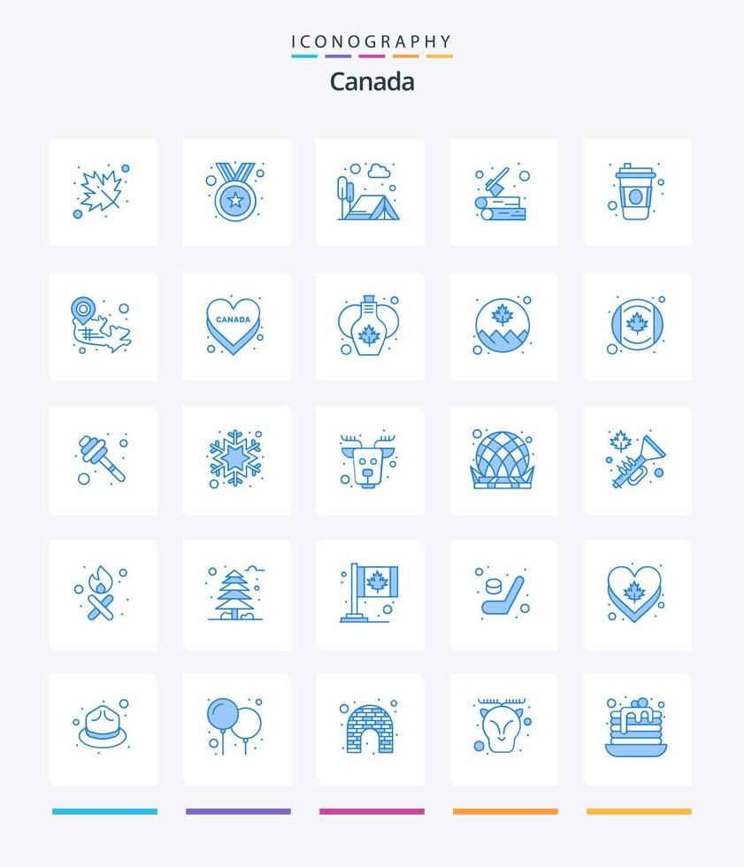 Creative Canada 25 Blue Icon Pack wie Skandinavien. draussen. Abenteuer. Holz. Protokoll vektor