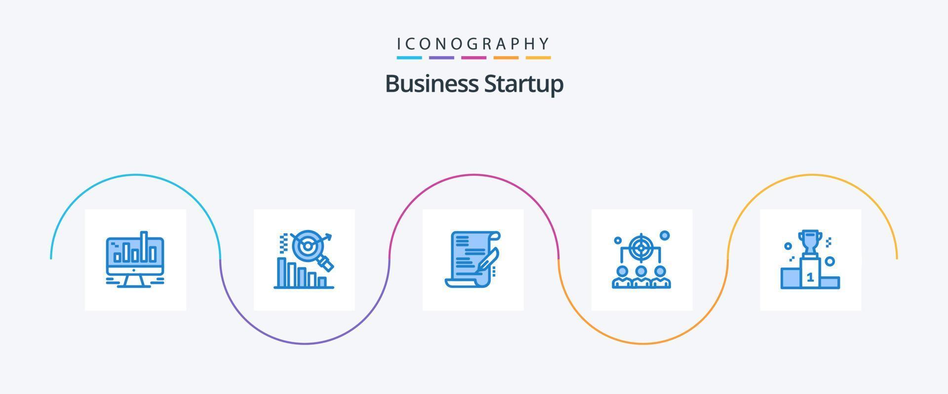 företag börja blå 5 ikon packa Inklusive vinna. tilldela. avtal. förvaltning. mänsklig vektor