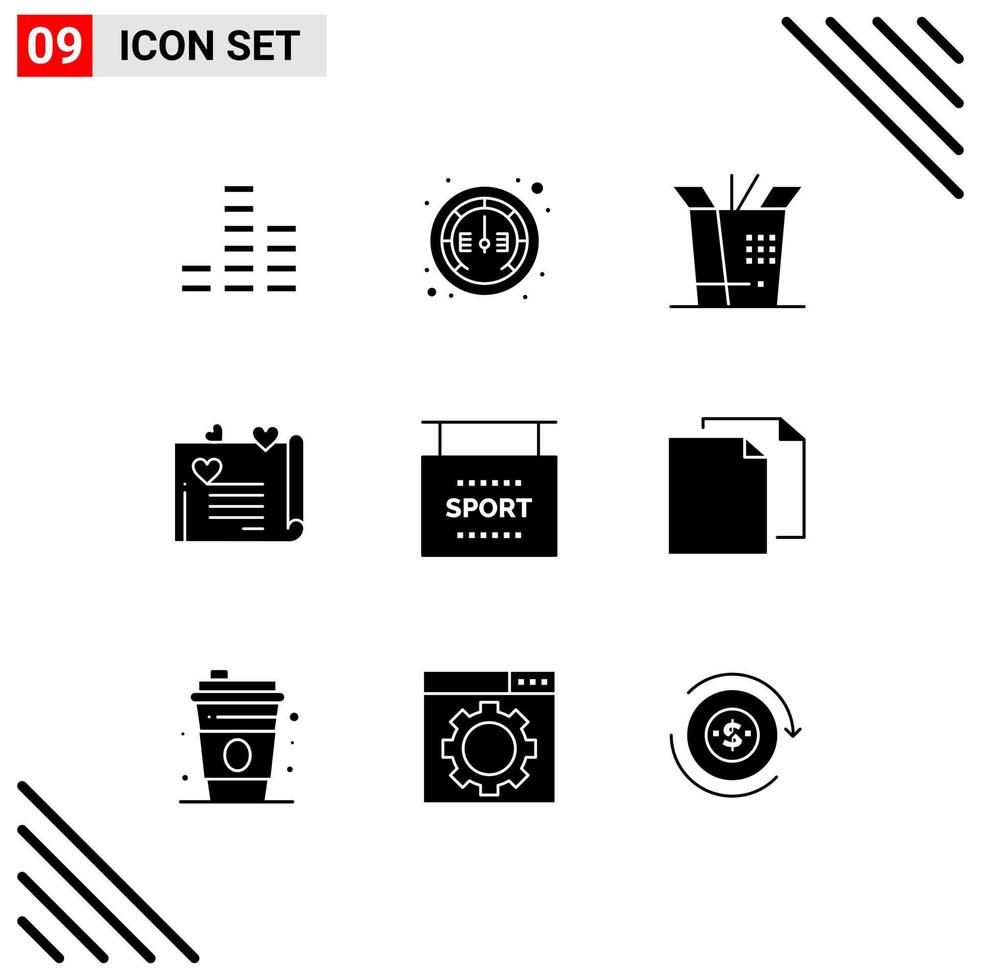 uppsättning av 9 modern ui ikoner symboler tecken för kopia skylt wok information kärlek redigerbar vektor design element