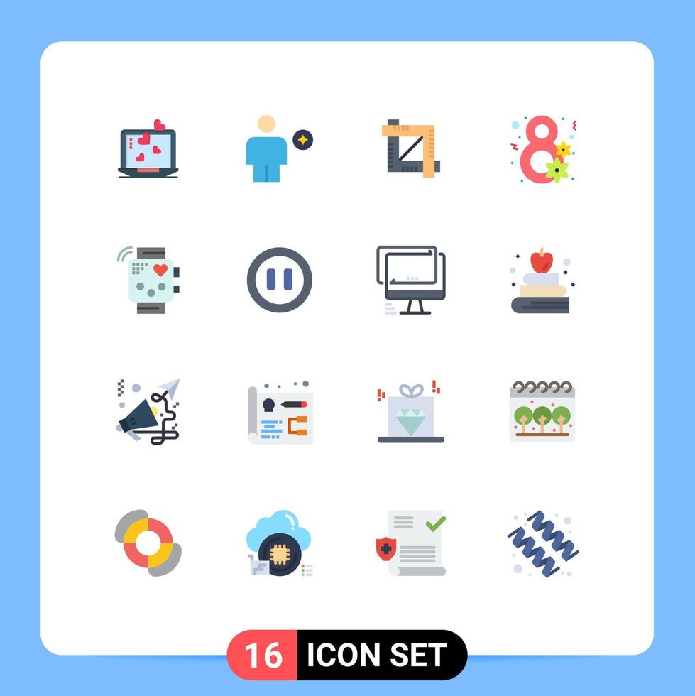 uppsättning av 16 modern ui ikoner symboler tecken för aktivitet gåva mänsklig blomma grafisk redaktör redigerbar packa av kreativ vektor design element