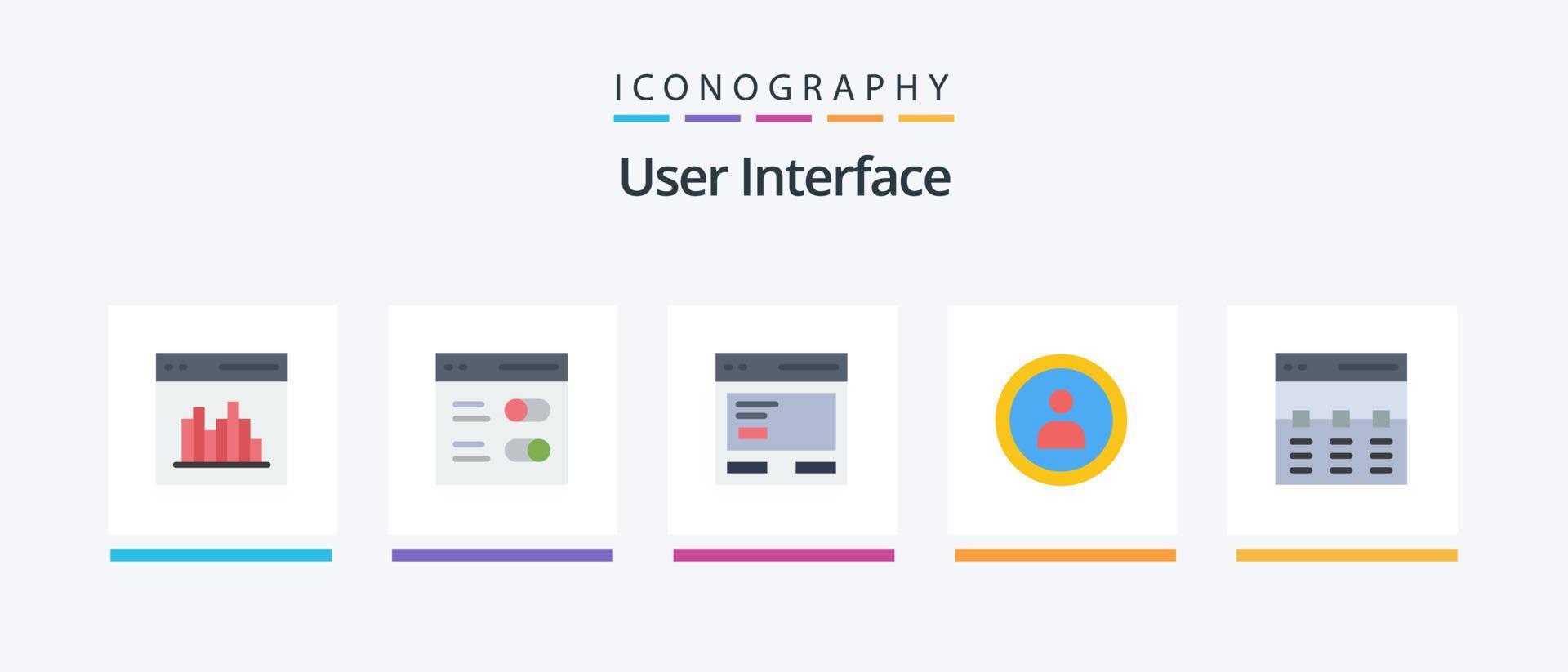 användare gränssnitt platt 5 ikon packa Inklusive användare. gränssnitt. användare. till. kommunikation. kreativ ikoner design vektor