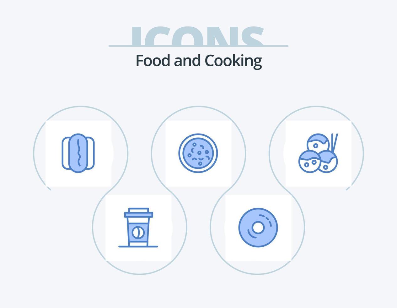 Lebensmittel blau Icon Pack 5 Icon Design. . japanisch. Essen. Essen. Essen vektor