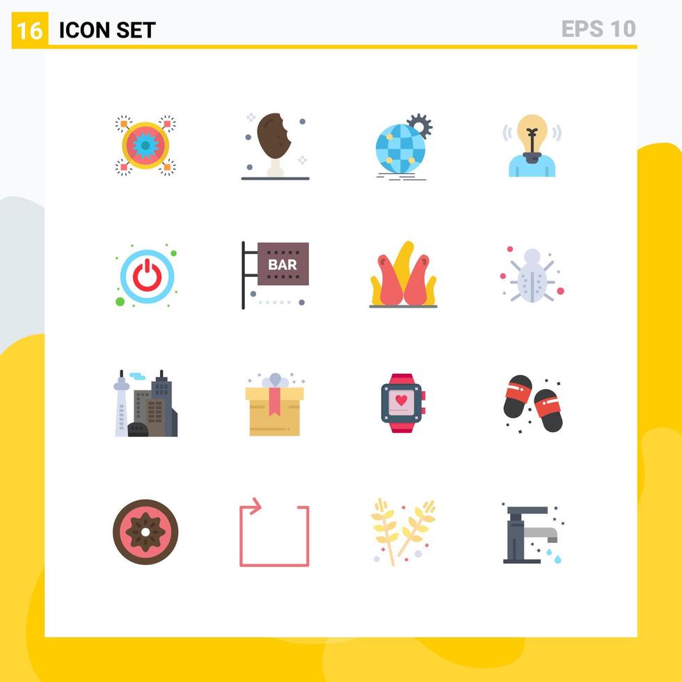 uppsättning av 16 modern ui ikoner symboler tecken för person aning Kalkon ben Glödlampa värld bred redigerbar packa av kreativ vektor design element
