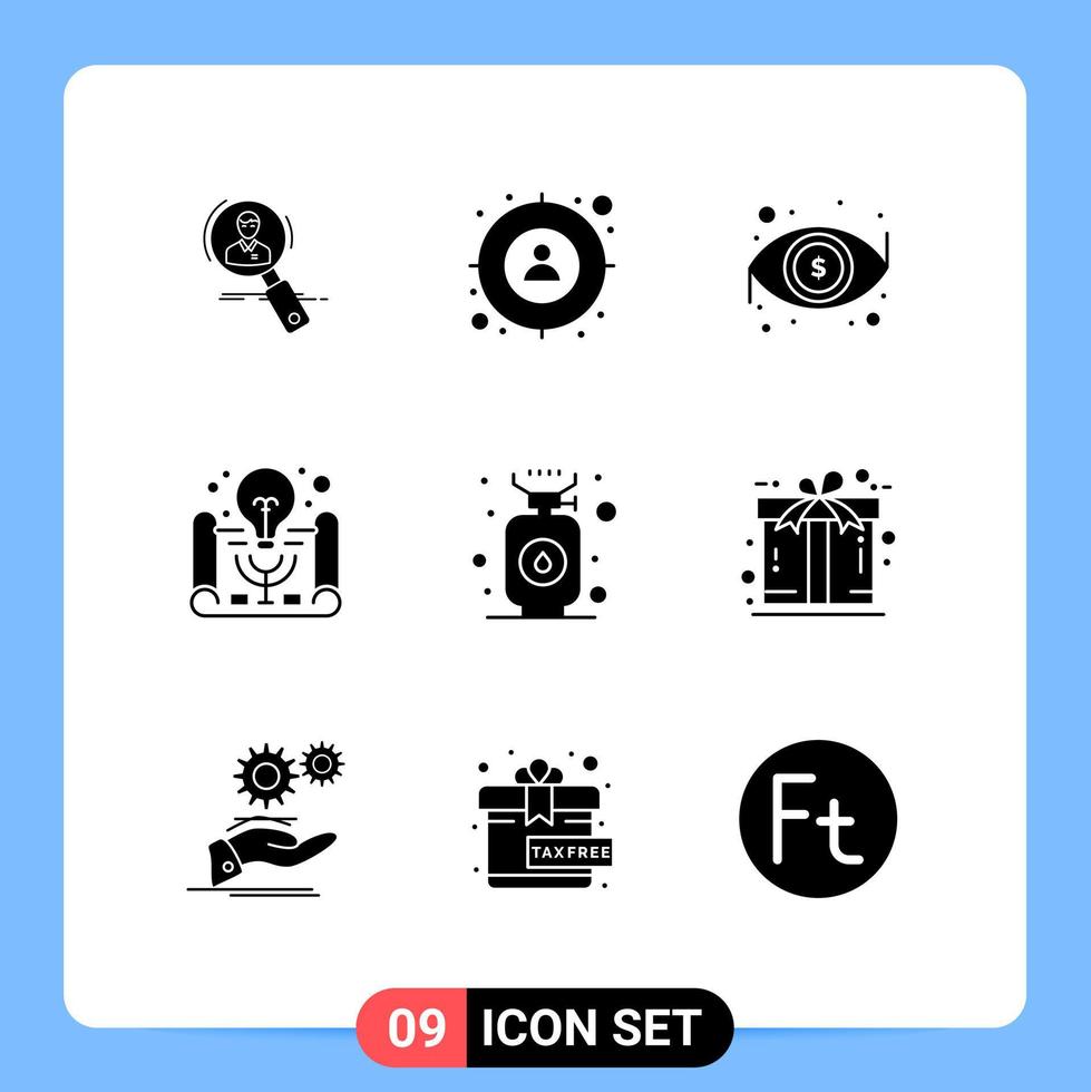 grupp av 9 modern fast glyfer uppsättning för projekt aning aktiva inlärning mål se öga redigerbar vektor design element