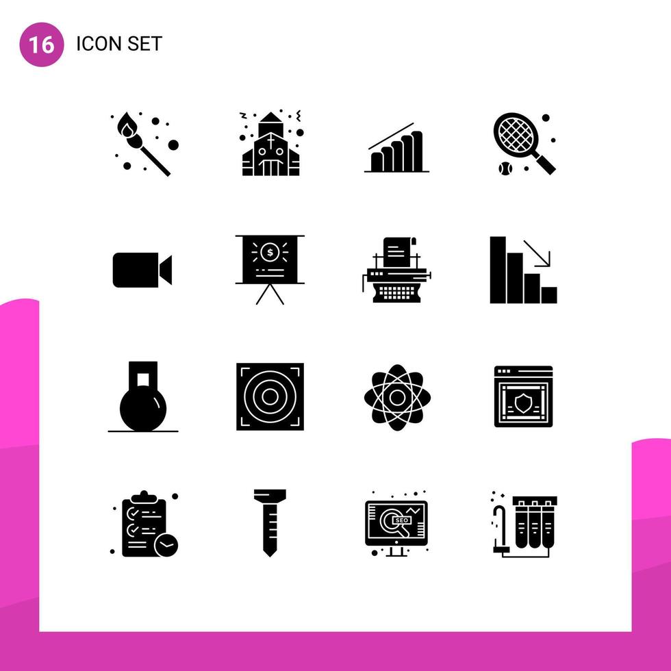16 universelle solide Glyphen für Web- und mobile Anwendungen vektor
