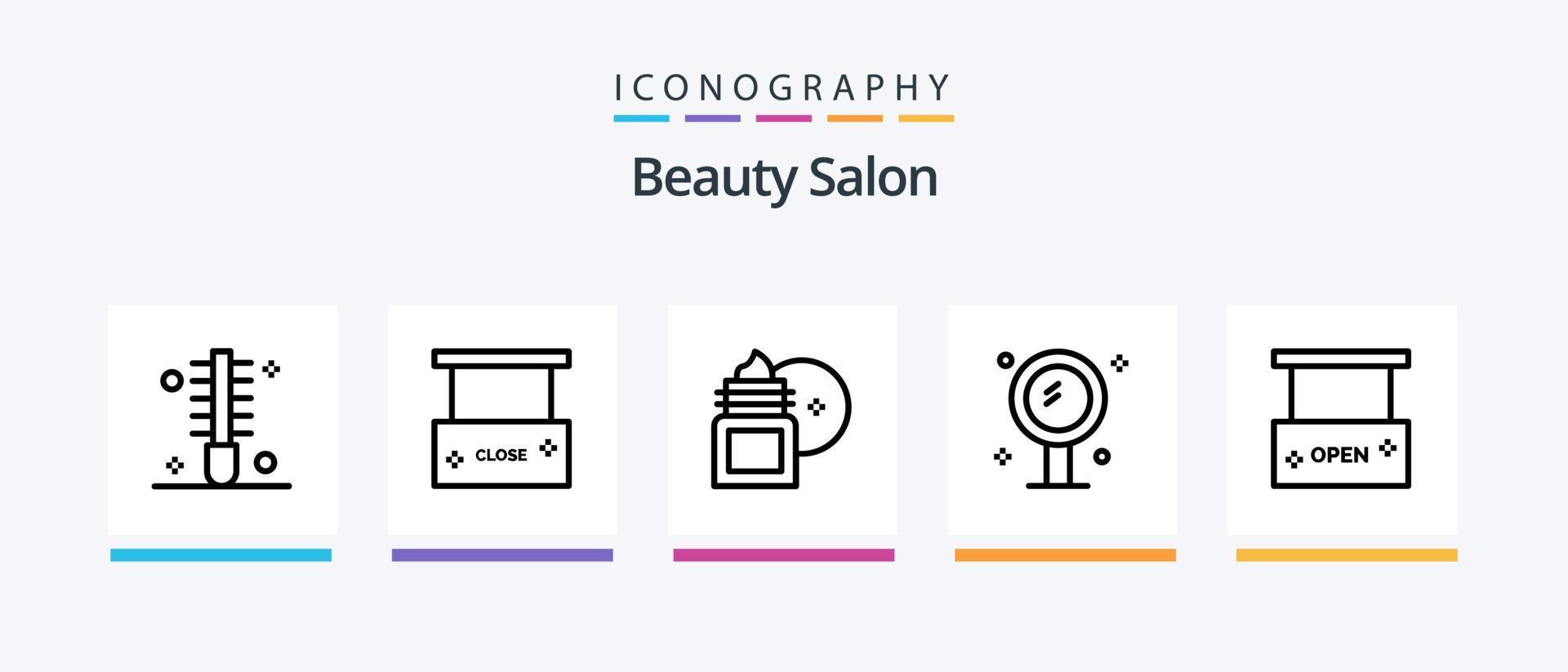 Schönheitssalon Linie 5 Icon Pack inklusive Friseur. Kamm. Salon. Schönheit. Lippenstift. kreatives Symboldesign vektor