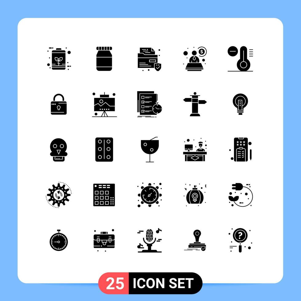 uppsättning av 25 modern ui ikoner symboler tecken för datoranvändning temperatur skydd minska specialist redigerbar vektor design element