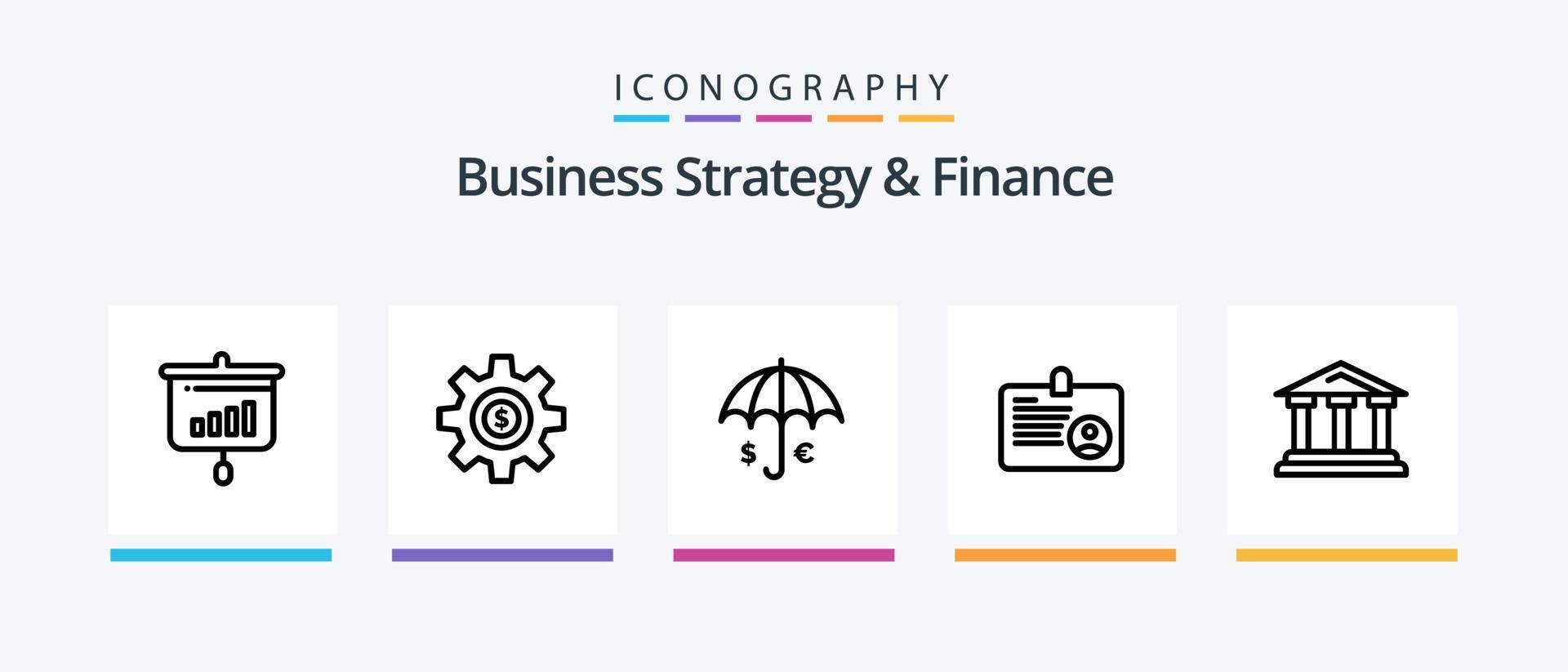 företag strategi och finansiera linje 5 ikon packa Inklusive pengar. euro. pris. betalning. stack. kreativ ikoner design vektor