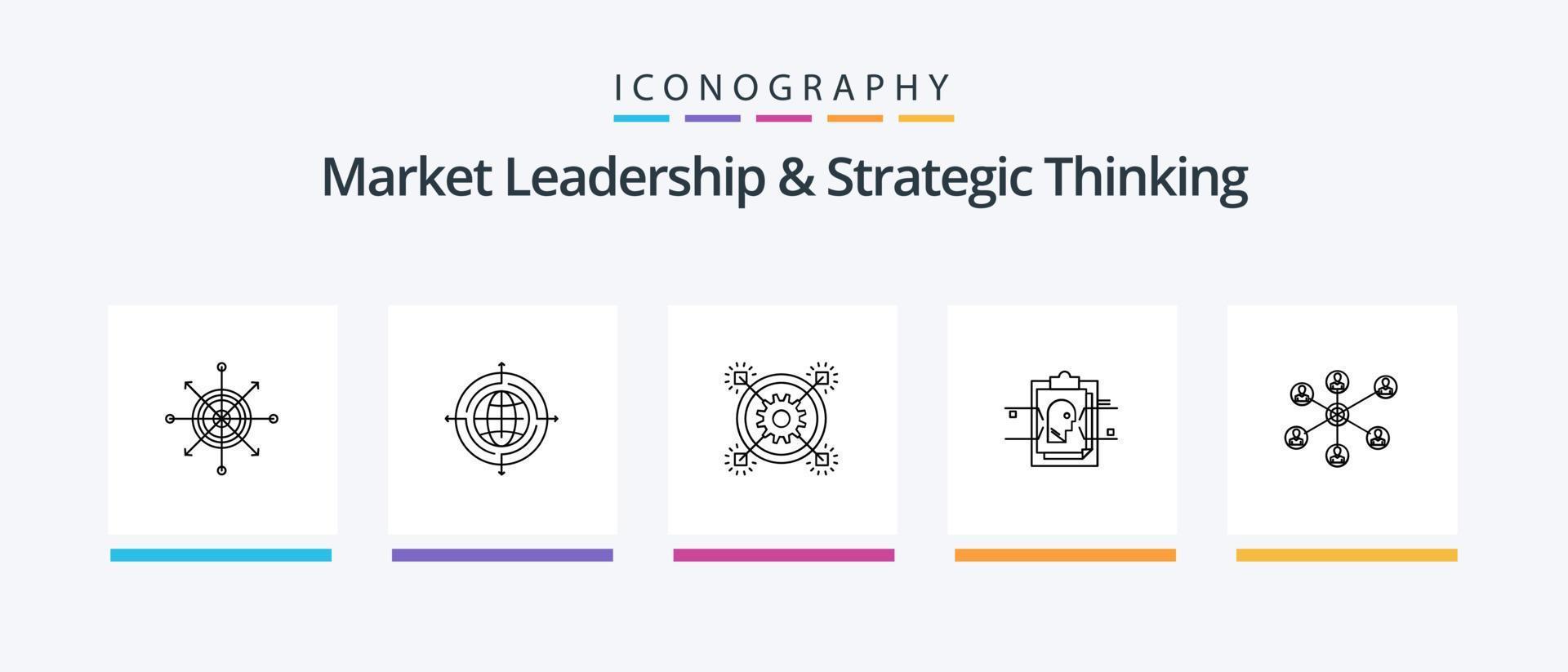 marknadsföra ledarskap och strategisk tänkande linje 5 ikon packa Inklusive mål. pil. överföra. styrelse. säker. kreativ ikoner design vektor