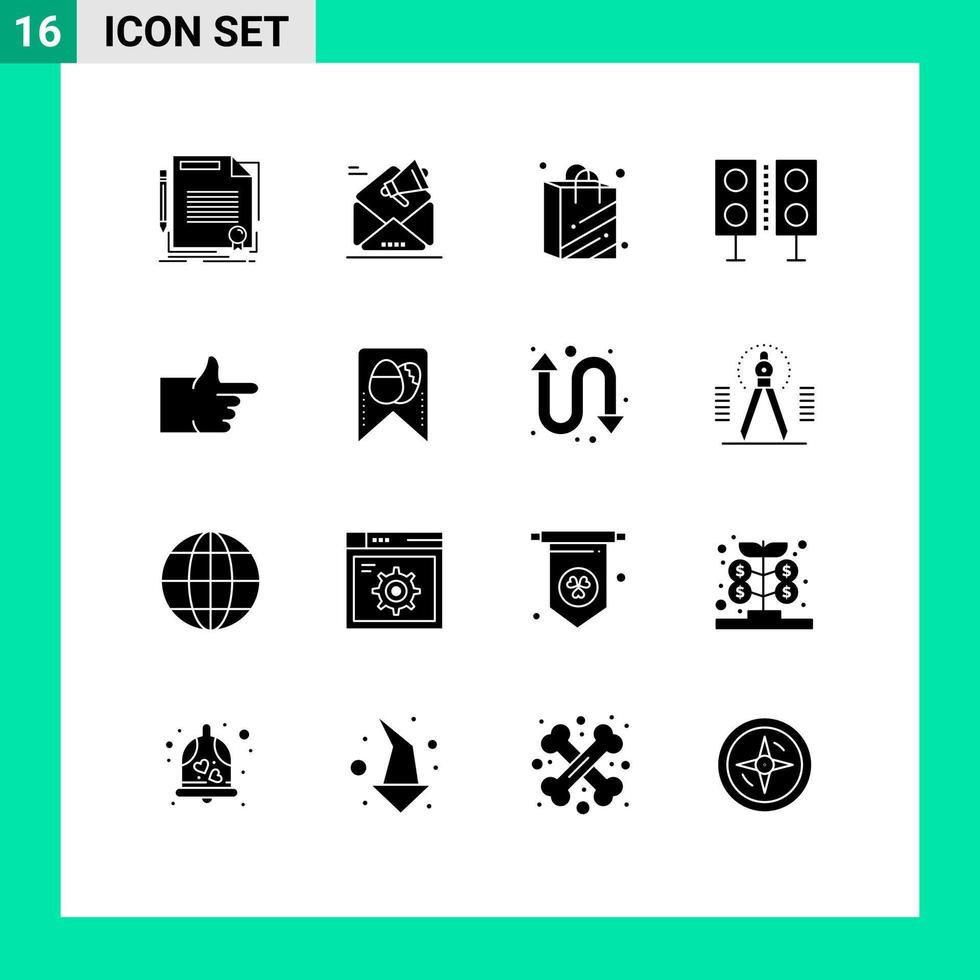 Aktienvektor-Icon-Pack mit 16 Zeilenzeichen und Symbolen für Technologieprodukte, die Elektronik-Supermärkte vermarkten, editierbare Vektordesign-Elemente vektor