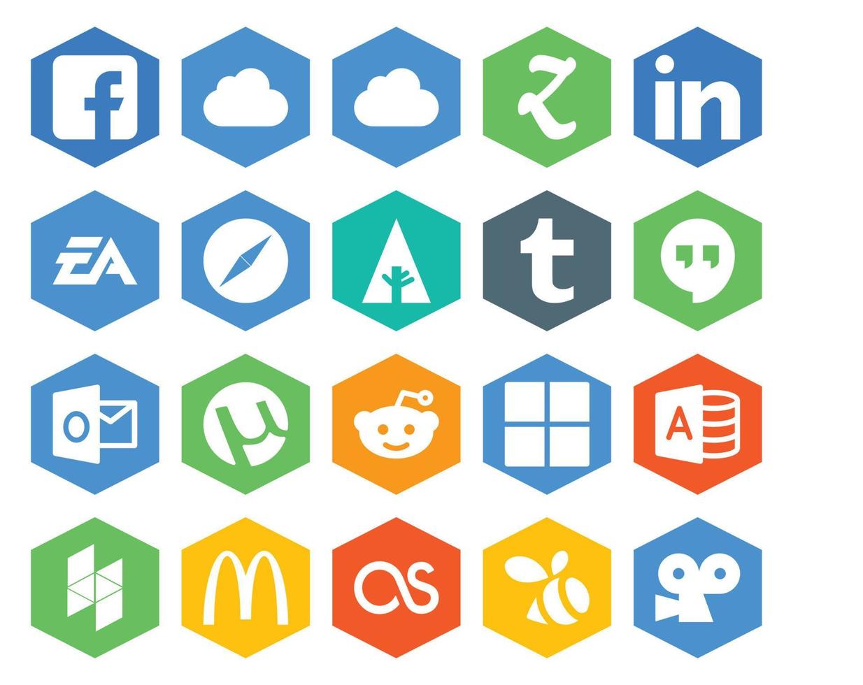 20 social media ikon packa Inklusive houzz Microsoft browser reddit syn vektor