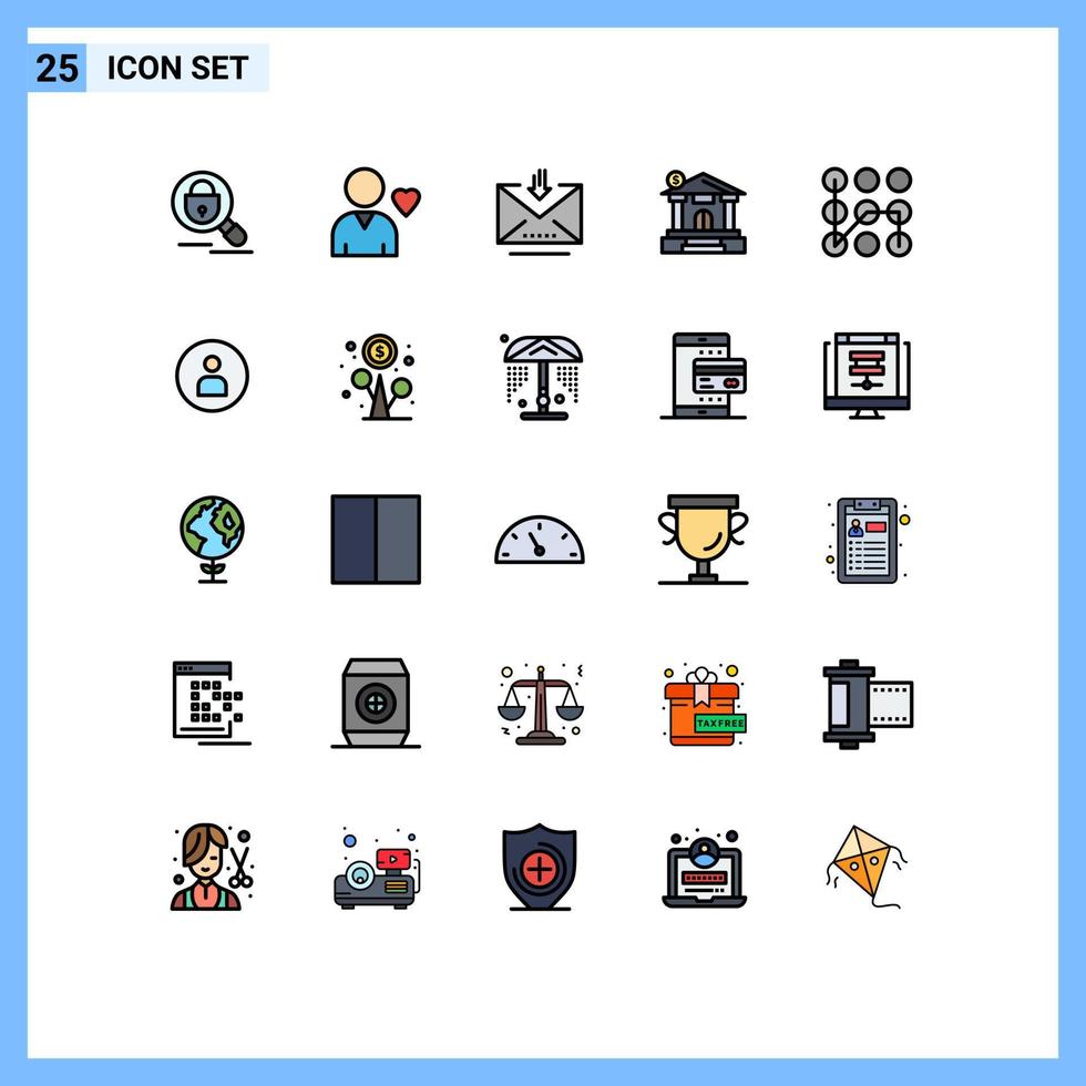 piktogram uppsättning av 25 enkel fylld linje platt färger av säkra mönster e-post egendom dollar redigerbar vektor design element
