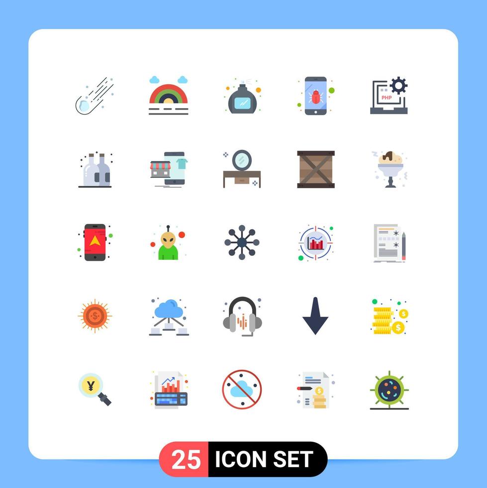 25 thematische flache Vektorfarben und bearbeitbare Symbole zum Entwickeln von bearbeitbaren Vektordesignelementen für Flaschenspionage vektor