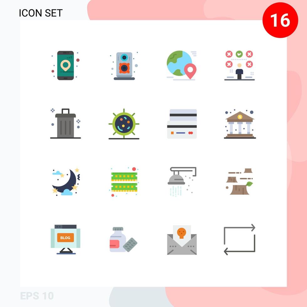 platt Färg packa av 16 universell symboler av bin användare Karta man checklista redigerbar packa av kreativ vektor design element