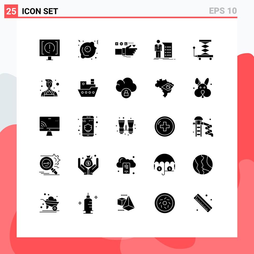 uppsättning av 25 modern ui ikoner symboler tecken för presentation Graf övervakning förklaring puls redigerbar vektor design element
