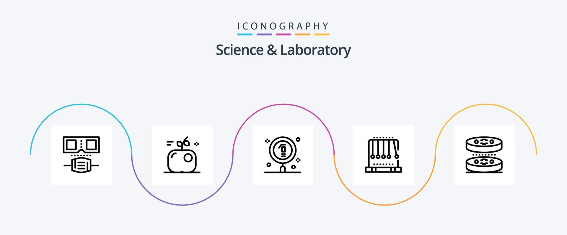vetenskap linje 5 ikon packa Inklusive biologi. gunga. kemisk. fysik. allvar vektor