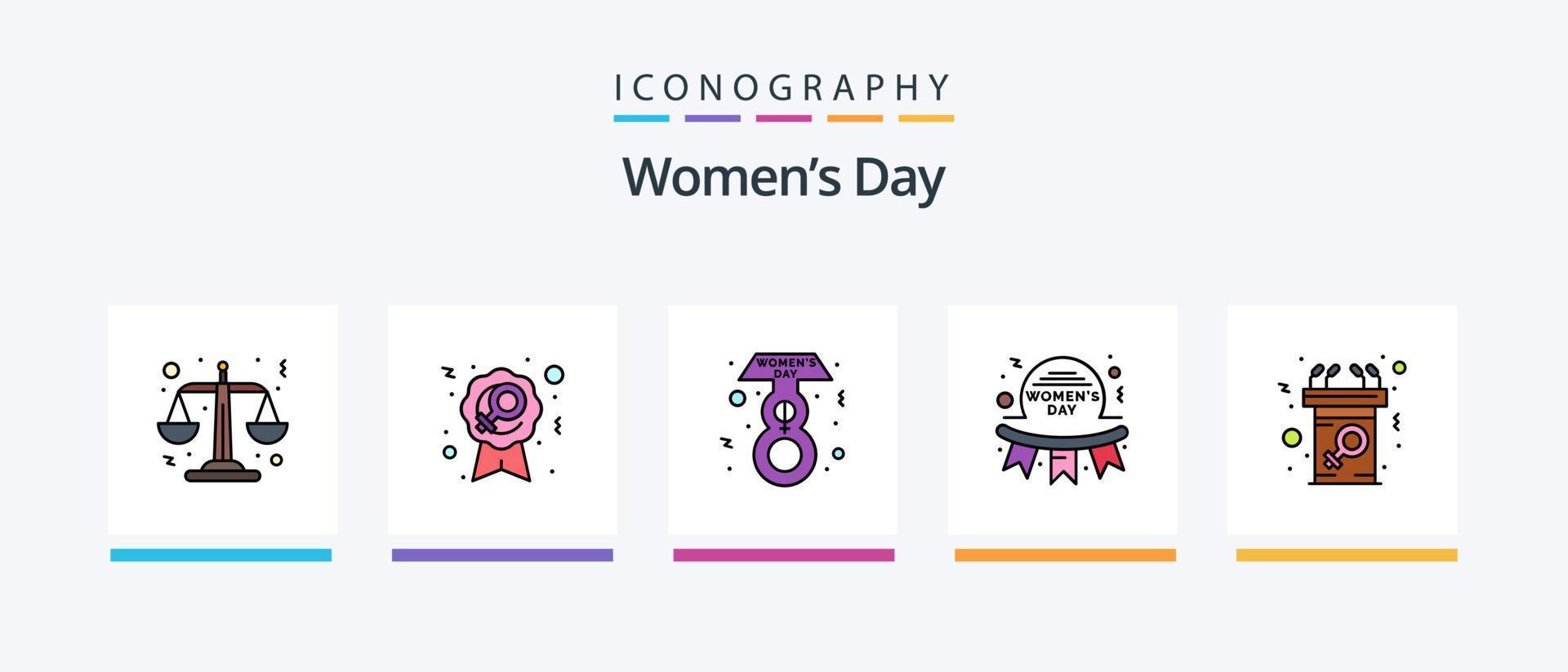 Womens Day Line gefüllt 5 Icon Pack inklusive Rede. islamische frauen. Symbol. weiblich. kreatives Symboldesign vektor