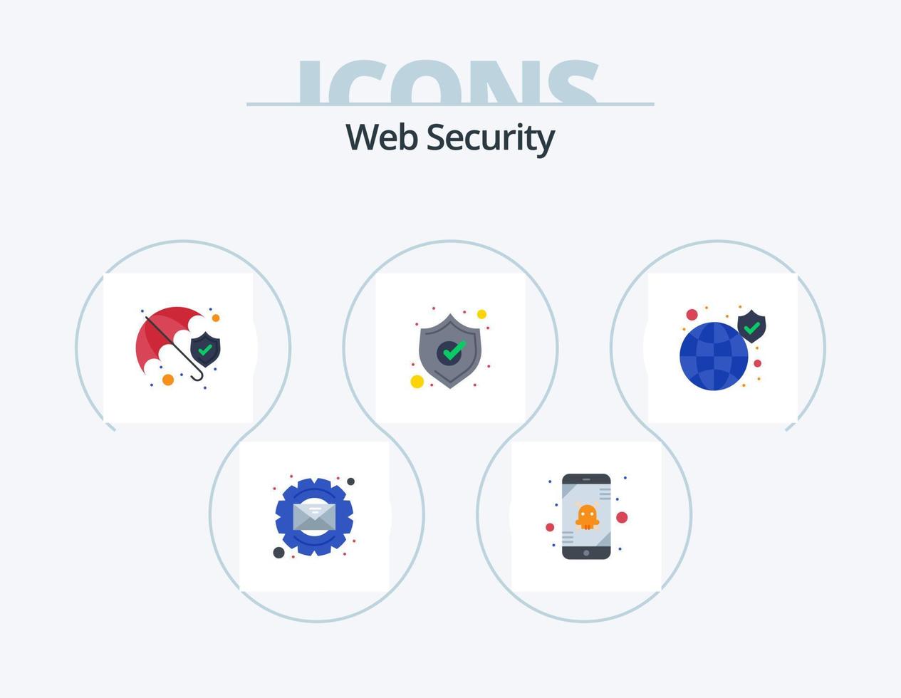 Web Security Flat Icon Pack 5 Icon-Design. Sicherheit. global. Versicherung. Schild. Schutz vektor