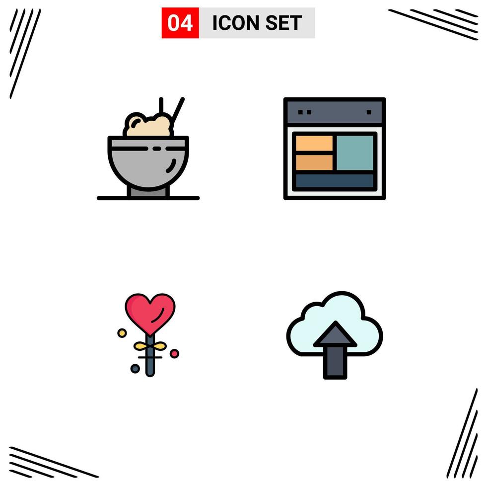 Stock Vector Icon Pack mit 4 Zeilenzeichen und Symbolen für chinesisches Liebesdesign Web Valentine editierbare Vektordesign-Elemente