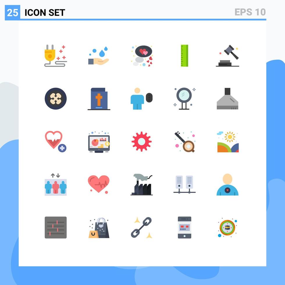 moderner Satz von 25 flachen Farben und Symbolen wie Gesetz Copyright Herz Business Lineal editierbare Vektordesign-Elemente vektor