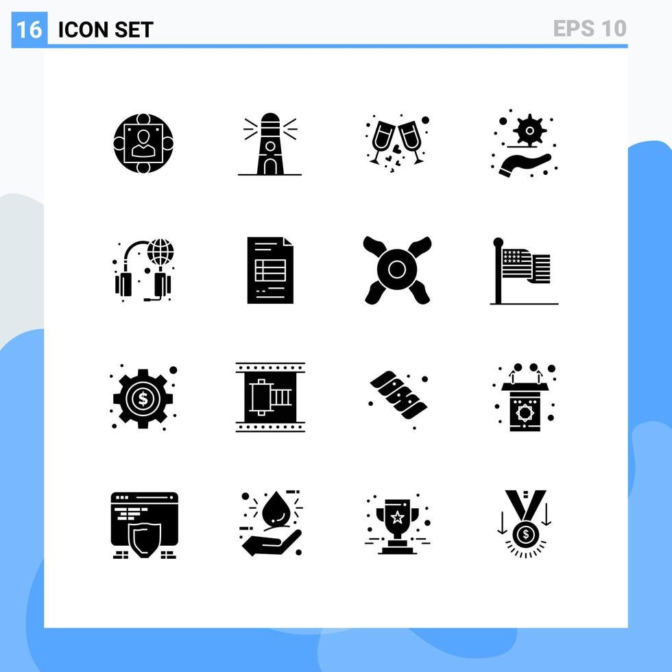 uppsättning av 16 modern ui ikoner symboler tecken för tjänster planen hus förvaltning fest redigerbar vektor design element