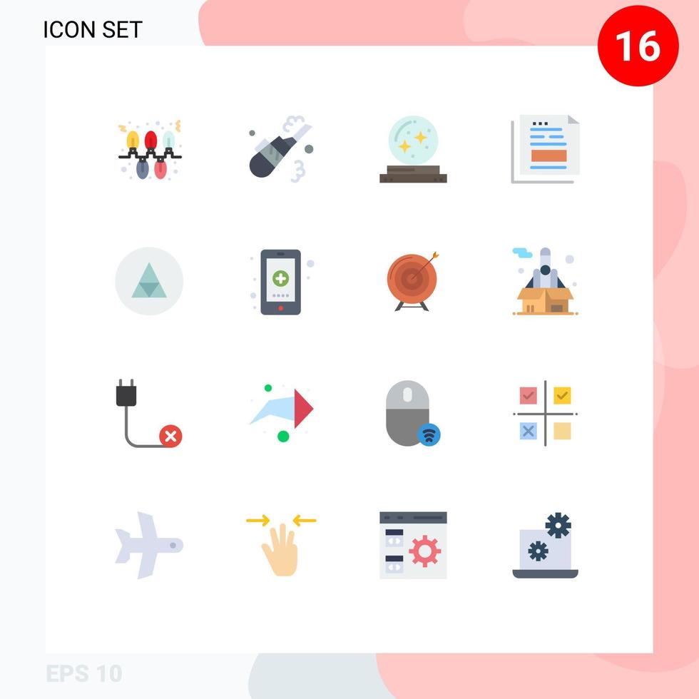 moderner Satz von 16 flachen Farbpiktogrammen des Office-Dateiball-Dokumentensterns, editierbares Paket kreativer Vektordesign-Elemente vektor
