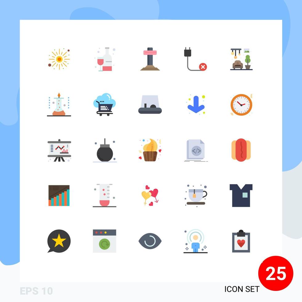 grupp av 25 platt färger tecken och symboler för Hem osammanhängande firande enheter datorer redigerbar vektor design element