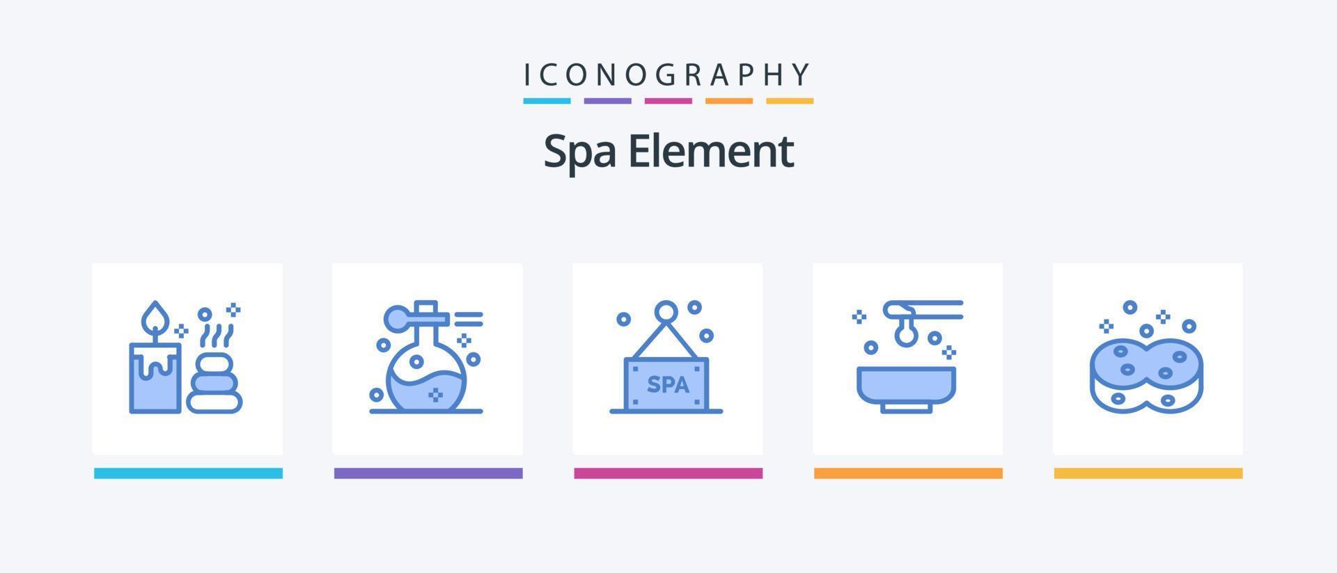 Spa Element Blue 5 Icon Pack inklusive Hygiene. Yoga. Zeichen. Spa. Honig. kreatives Symboldesign vektor