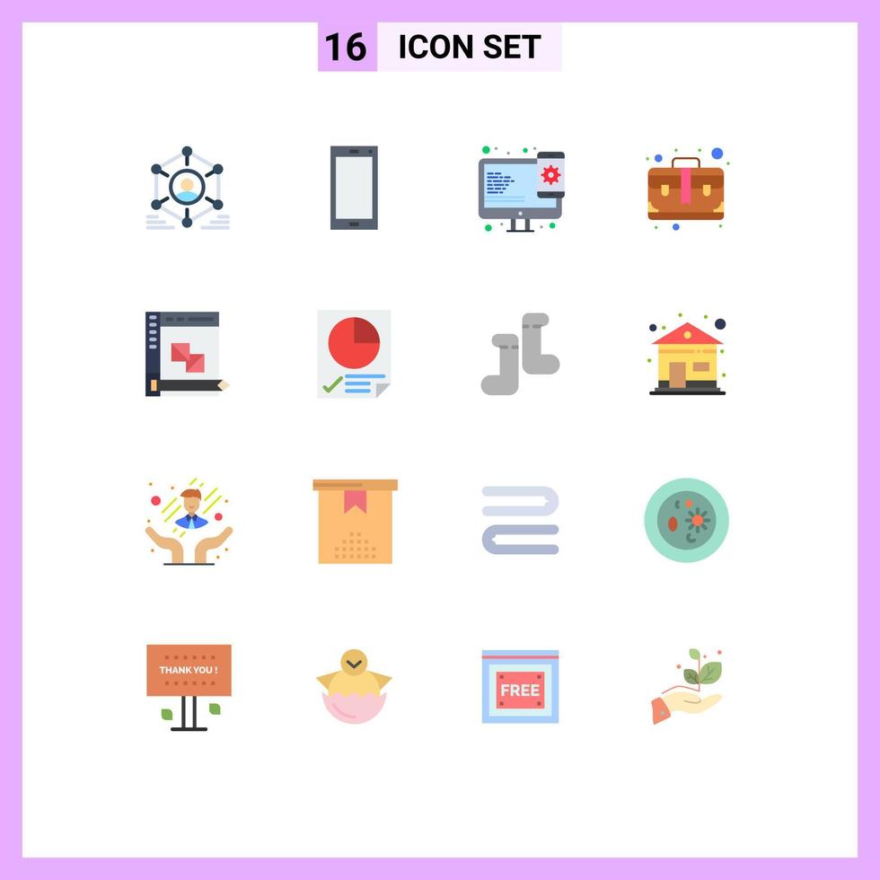 uppsättning av 16 modern ui ikoner symboler tecken för fall kort android väska webb redigerbar packa av kreativ vektor design element