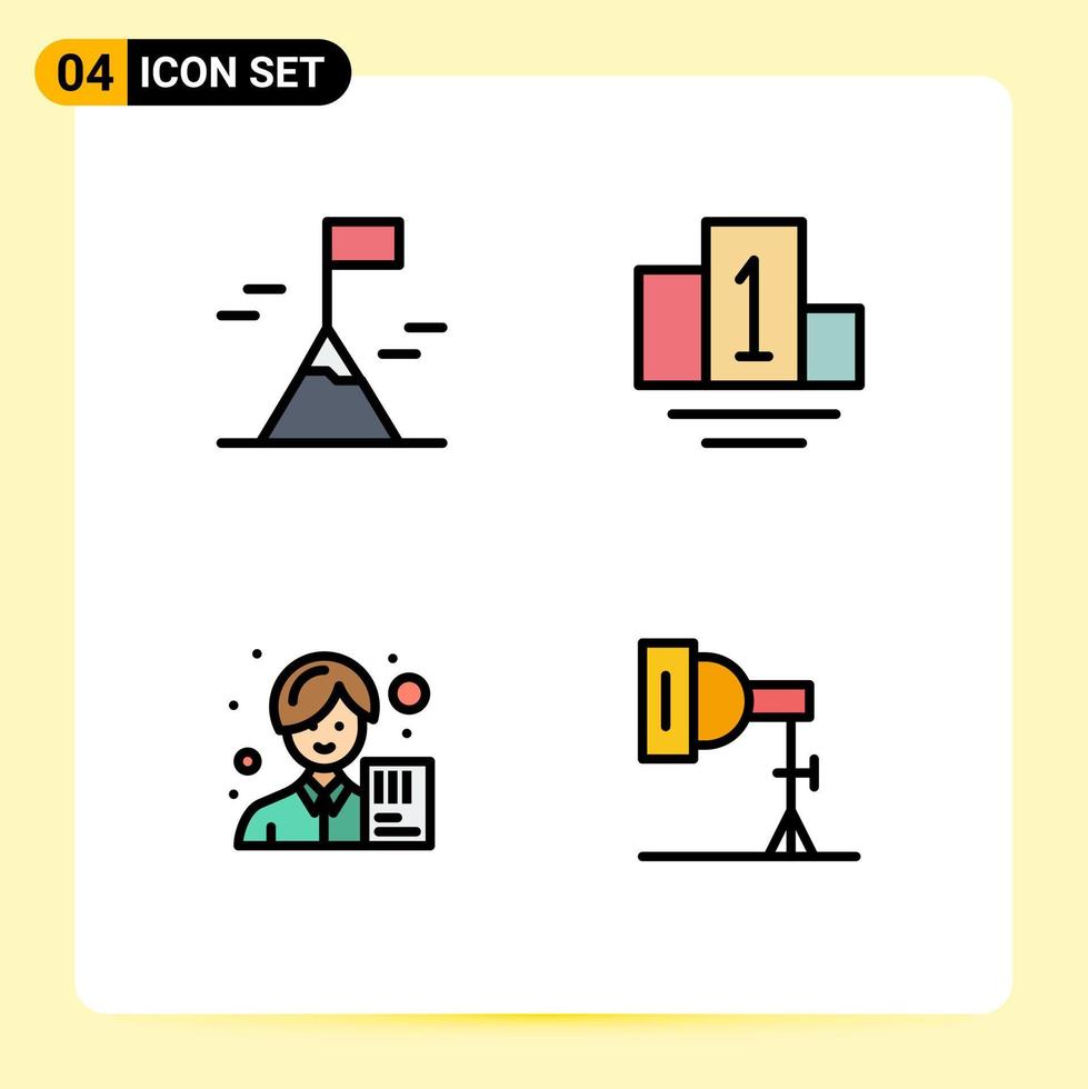 uppsättning av 4 modern ui ikoner symboler tecken för äventyr kvinna podium analytiker Foto redigerbar vektor design element