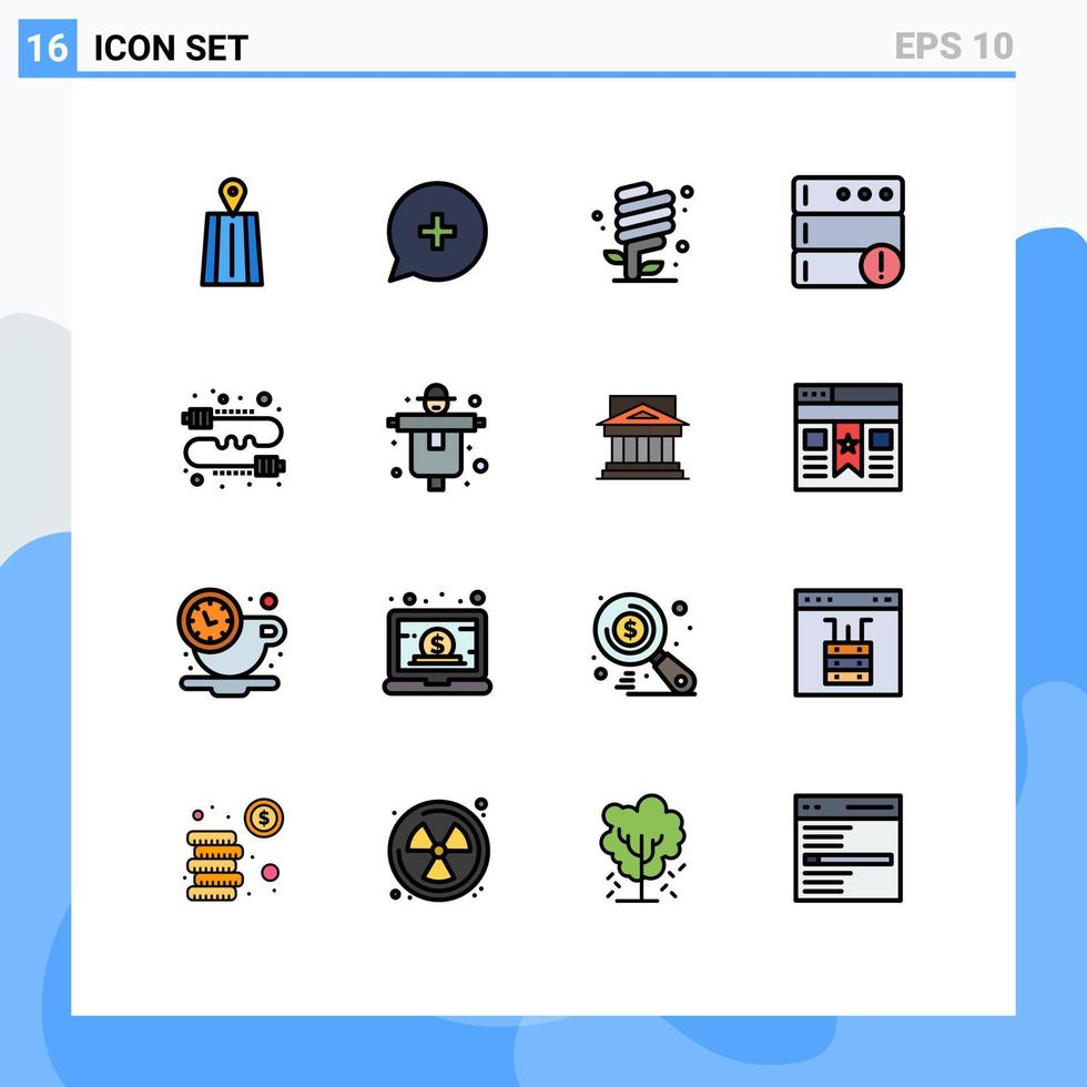 16 användare gränssnitt platt Färg fylld linje packa av modern tecken och symboler av direkt surr ekologi server varna redigerbar kreativ vektor design element