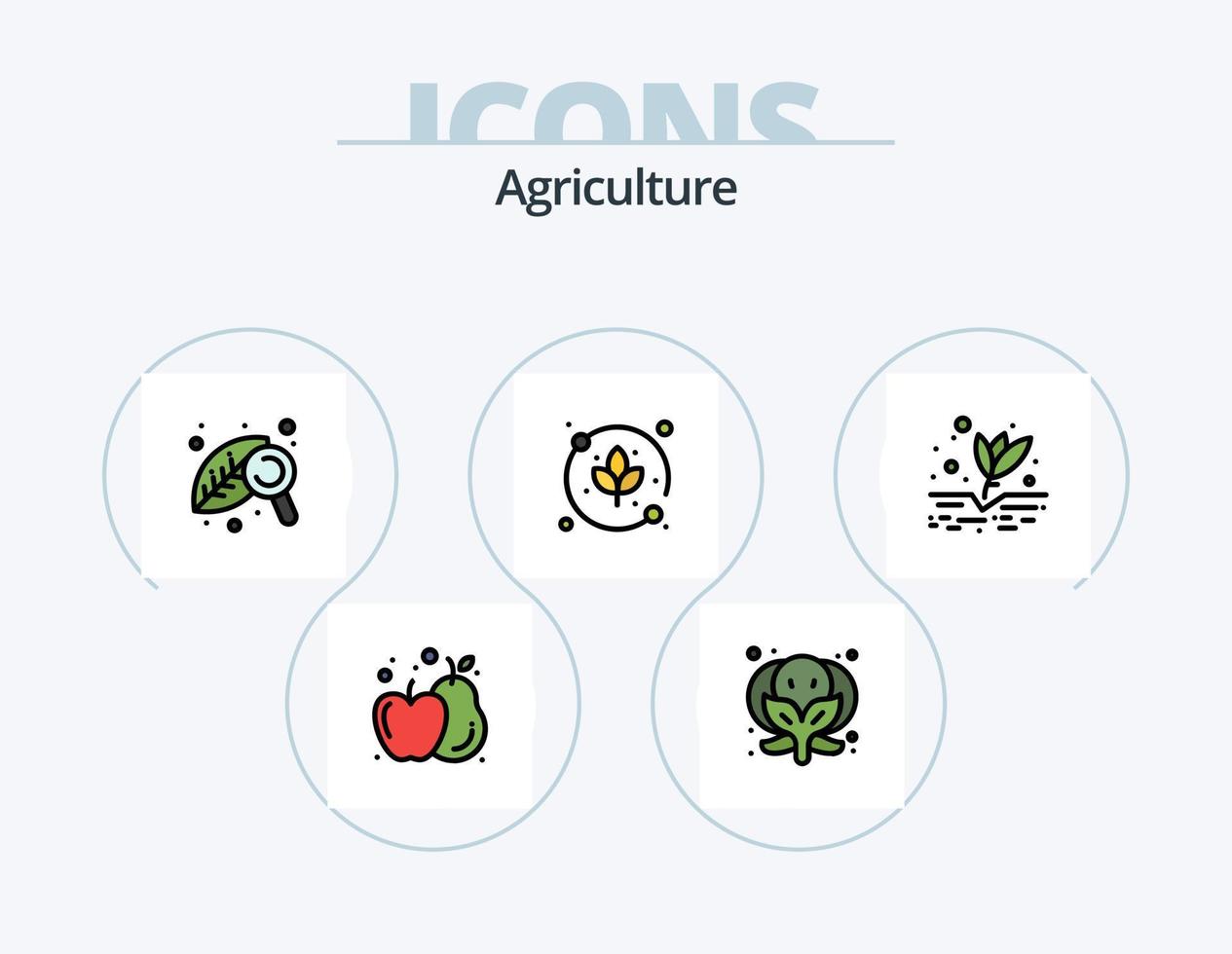 Landwirtschaft Linie gefüllt Icon Pack 5 Icon Design. Landwirtschaft. Natur. Landwirtschaft. Baum. Gemüse vektor