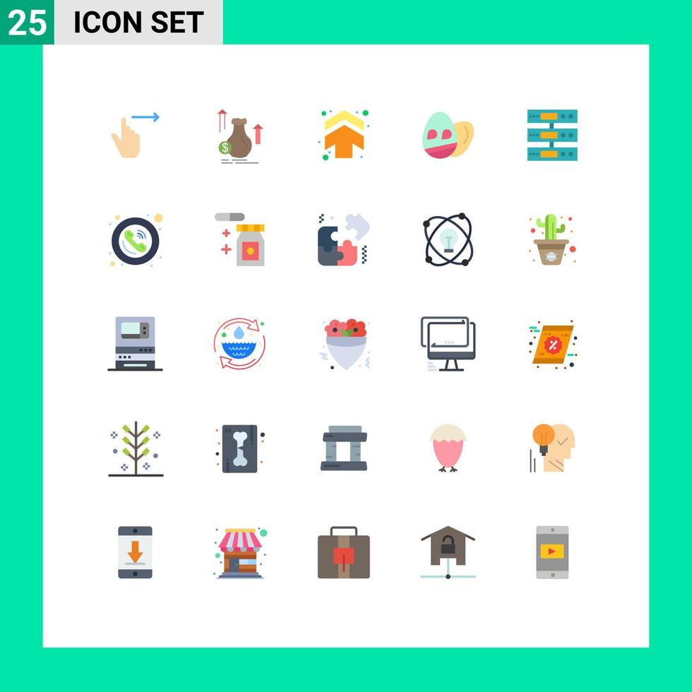 piktogram uppsättning av 25 enkel platt färger av server påsk tillväxt ägg upp redigerbar vektor design element