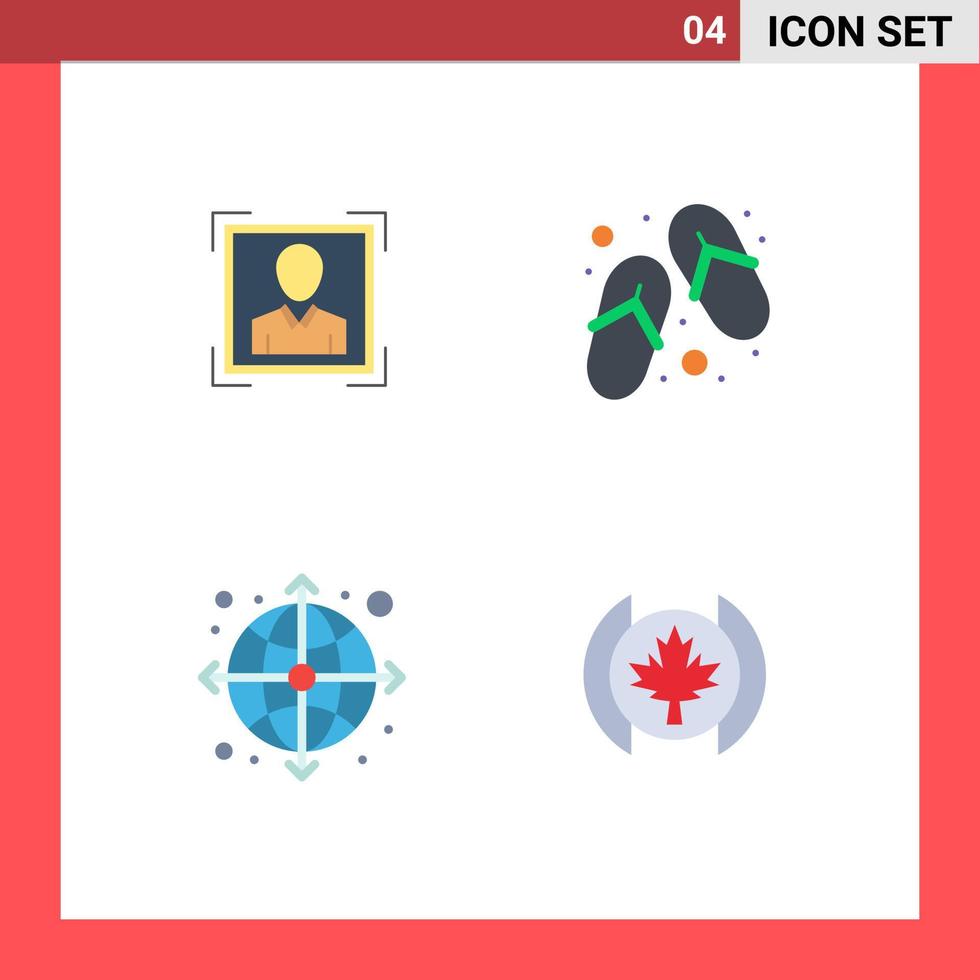 modern uppsättning av 4 platt ikoner och symboler sådan som användare klot profil bild tofflor webb redigerbar vektor design element