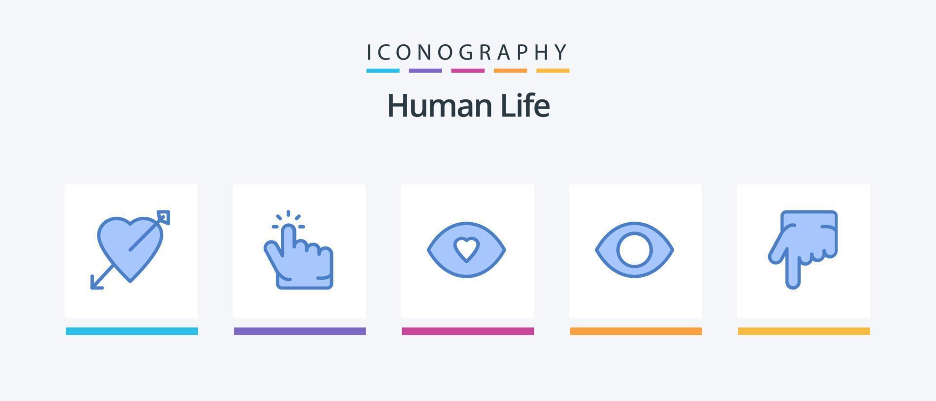 mänsklig blå 5 ikon packa Inklusive . öga. hand. finger. kreativ ikoner design vektor