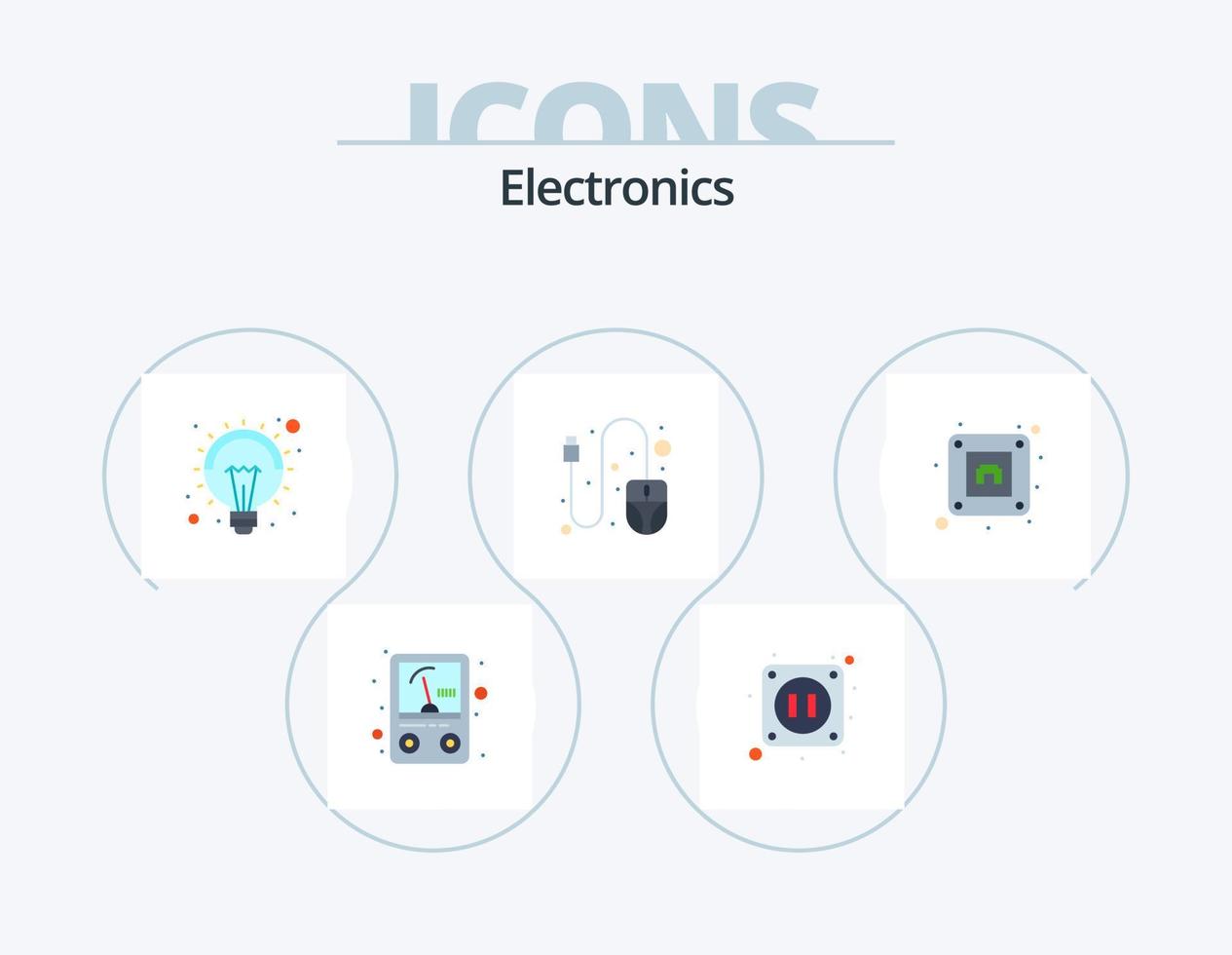elektronik platt ikon packa 5 ikon design. . plugg. ljus. uttag. skrolla vektor