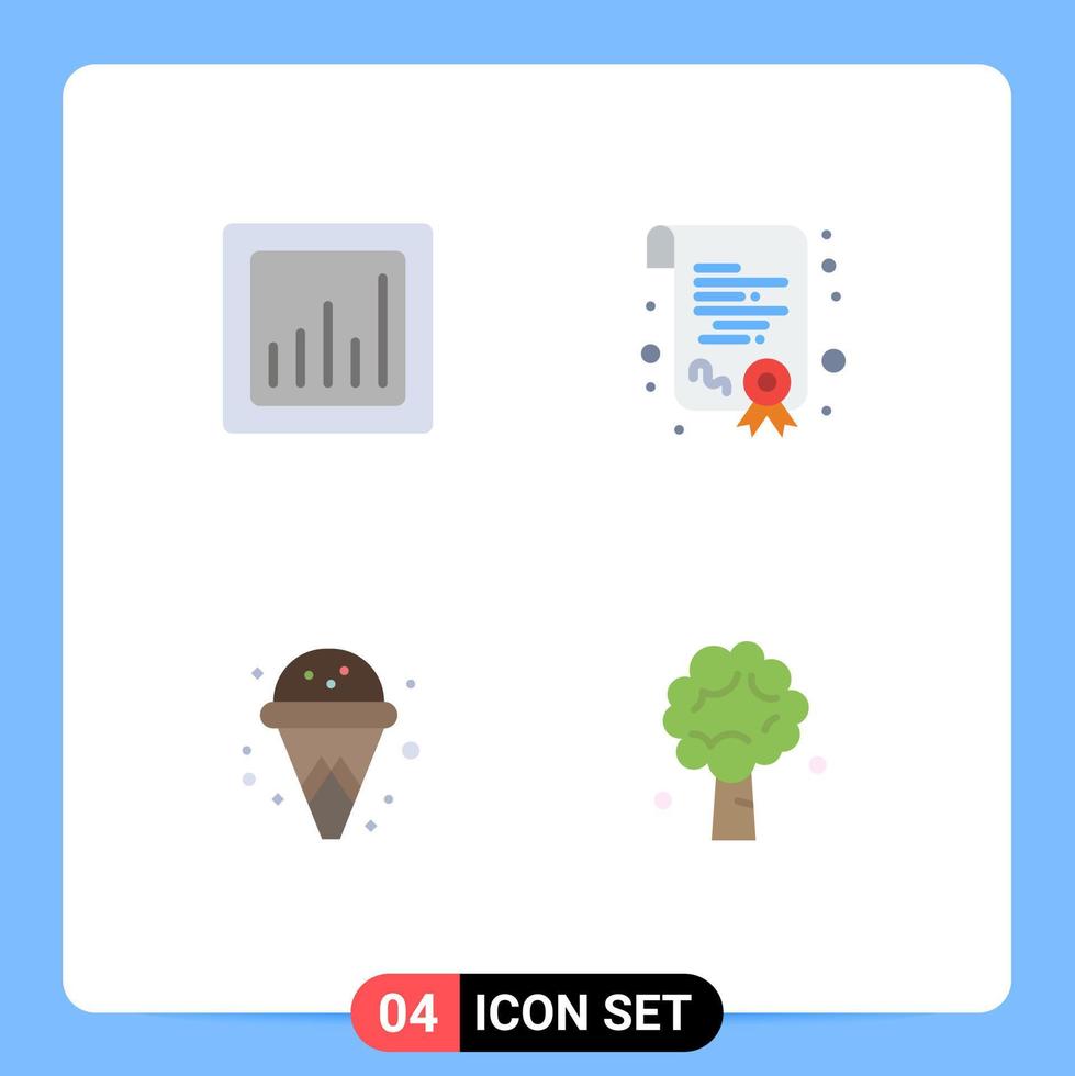 modern uppsättning av 4 platt ikoner pictograph av analys träd certifiering kon äpple träd redigerbar vektor design element