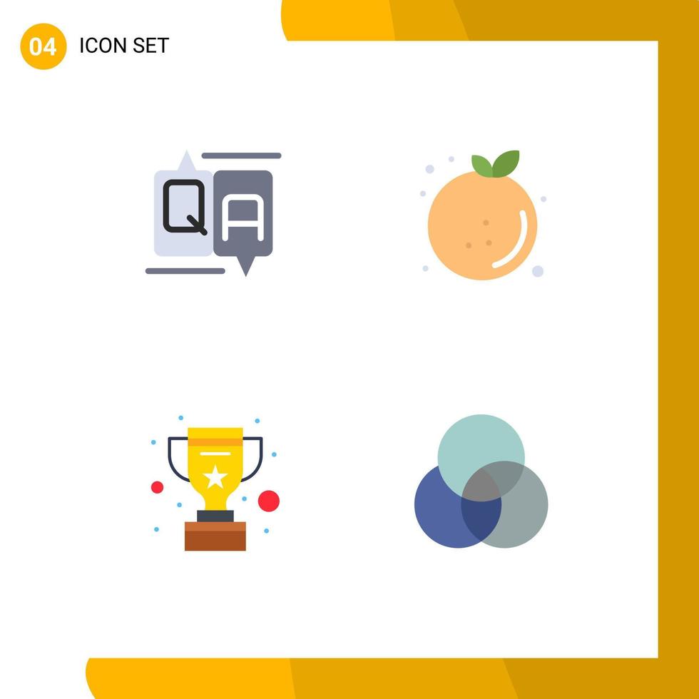 4 flaches Icon-Konzept für mobile Websites und Apps Chat-Cup-Nachricht Essen gewinnen editierbare Vektordesign-Elemente vektor