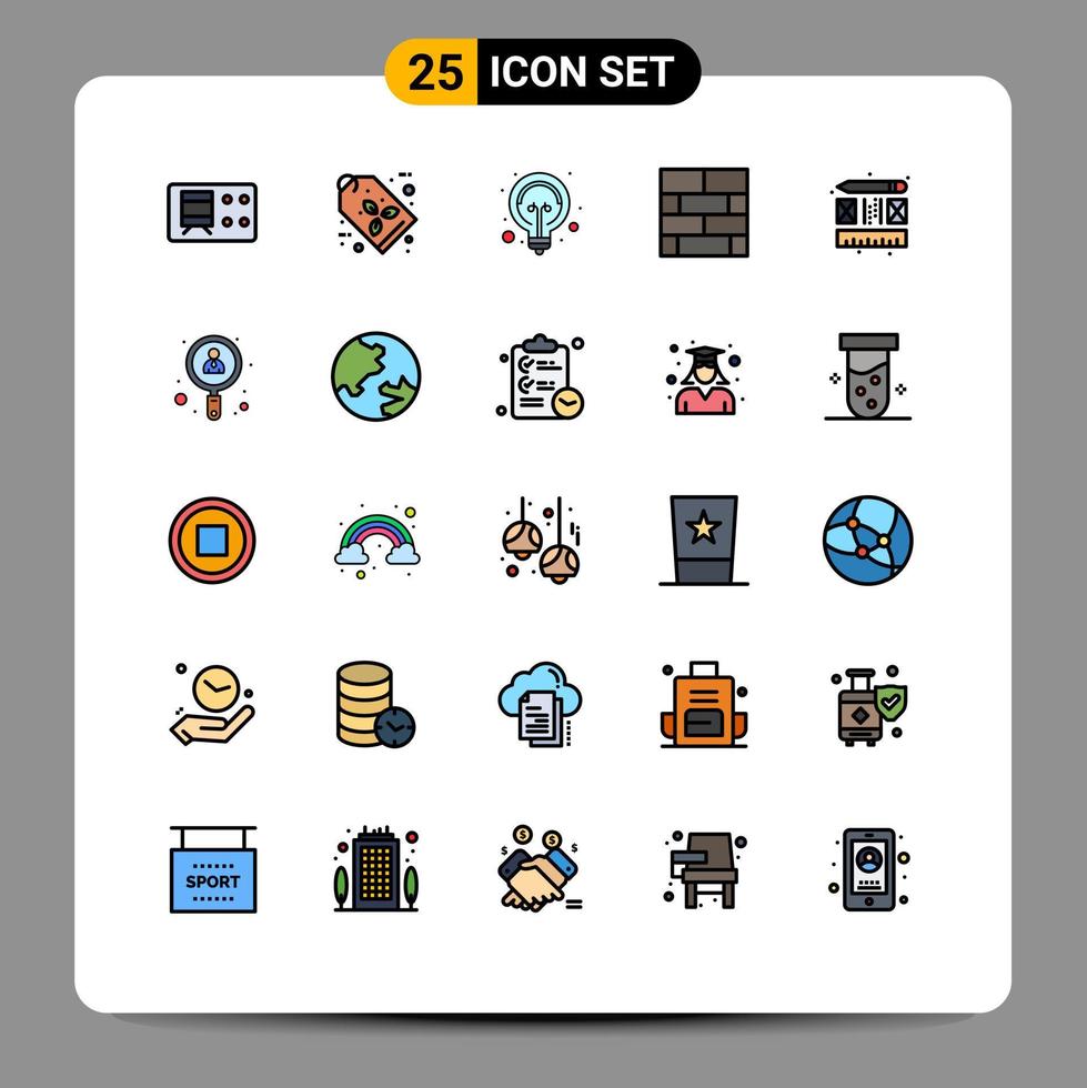 25 användare gränssnitt fylld linje platt Färg packa av modern tecken och symboler av layout kreativ aning strategi form redigerbar vektor design element