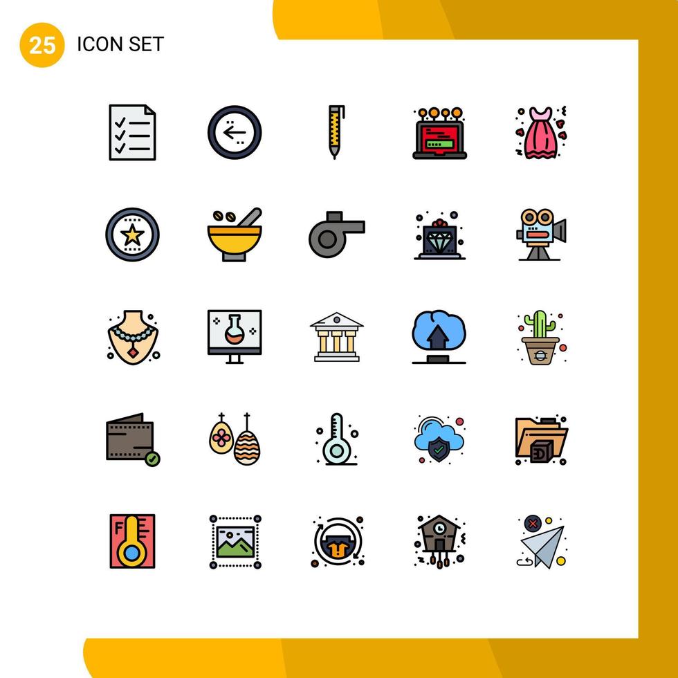 uppsättning av 25 modern ui ikoner symboler tecken för klänning trasa penna dator bärbar dator redigerbar vektor design element