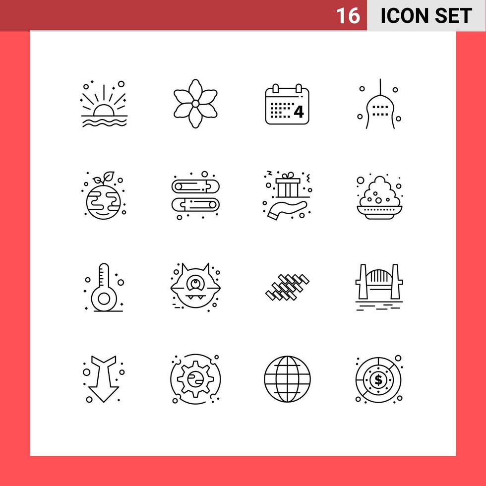 16 kreative Symbole, moderne Zeichen und Symbole des Wachstums, Truthahntag, Tradition, Aberglaube, editierbare Vektordesign-Elemente vektor