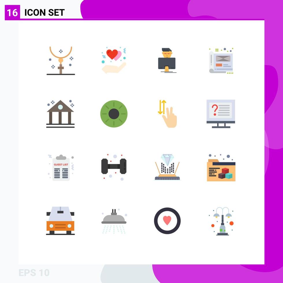 uppsättning av 16 modern ui ikoner symboler tecken för fil design hjärta kreativ programmerare redigerbar packa av kreativ vektor design element