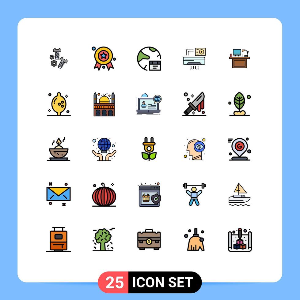 25 kreative Symbole moderne Zeichen und Symbole von Computer-AC-App-Klimaanlagen-Internet-editierbaren Vektordesign-Elementen vektor