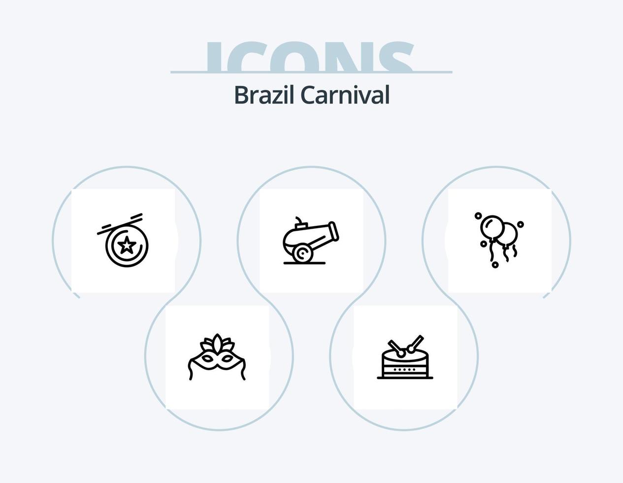 Brasilien karneval linje ikon packa 5 ikon design. mardigras. kostym. flagga. mask. karneval vektor