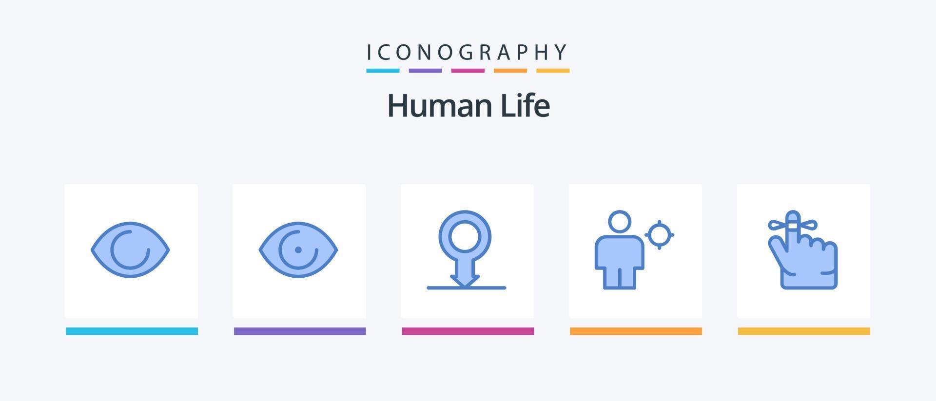 mänsklig blå 5 ikon packa Inklusive . kropp. sinne. finger. kreativ ikoner design vektor